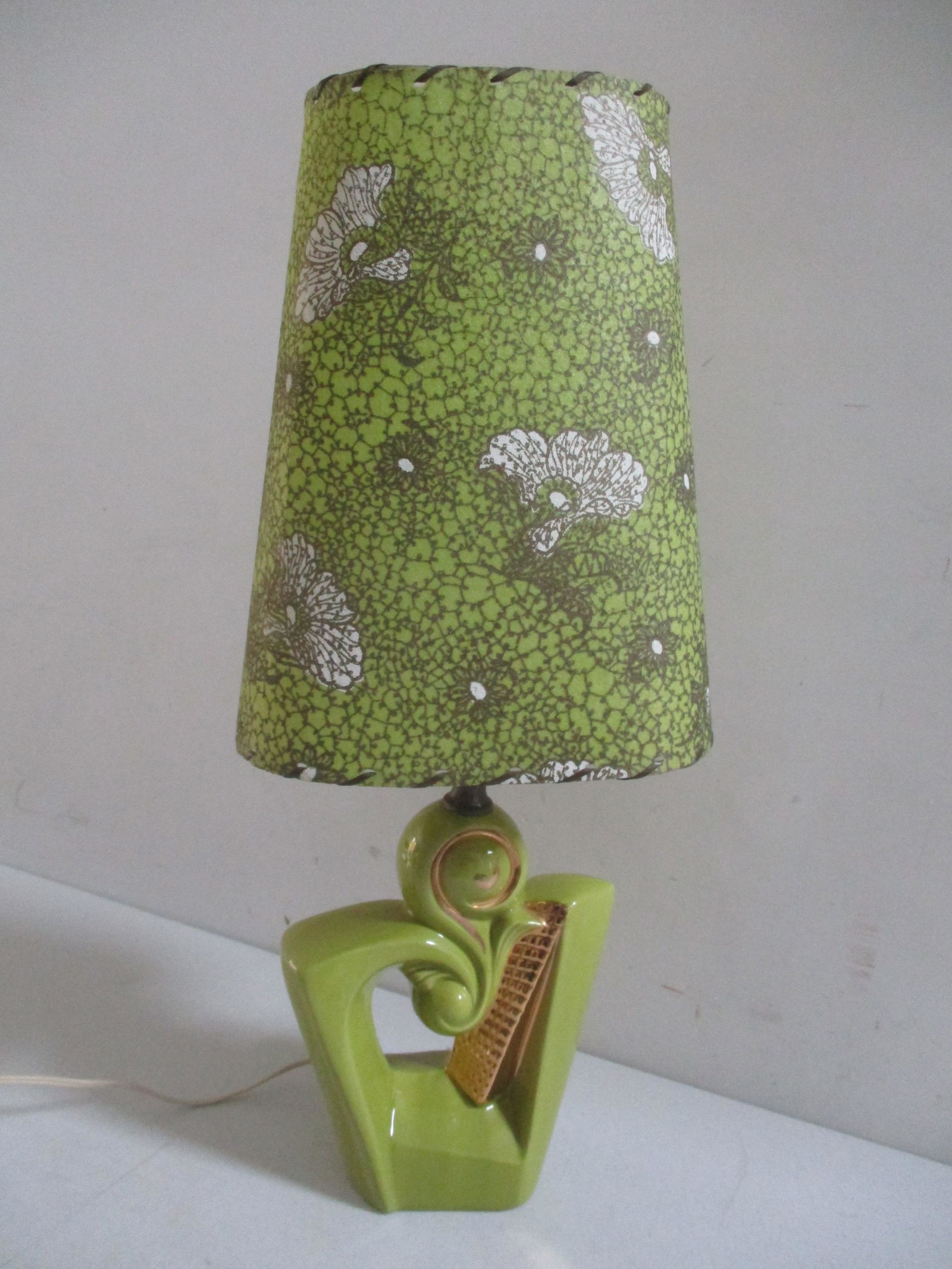 Midcentury Modern Lamp - Green and Gold Ceramic Base (1 of 5)