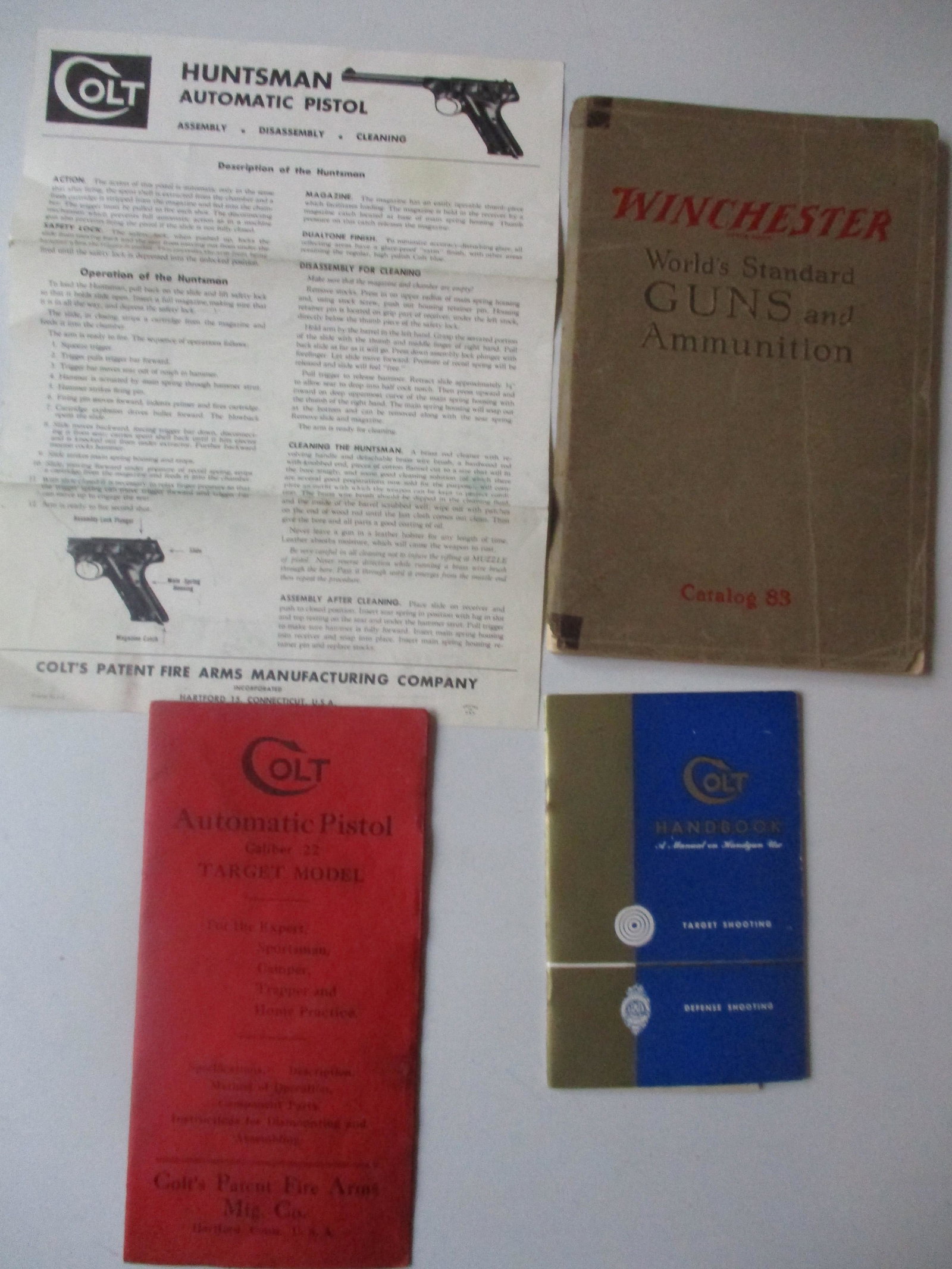 1925 Winchester Catalog & other Firearms ephemera: Winchester World's Standard Guns and Ammunition Catalog 83 1925 and Circa 1918 Colt Automatic Pistol .22 Caliber Brochure