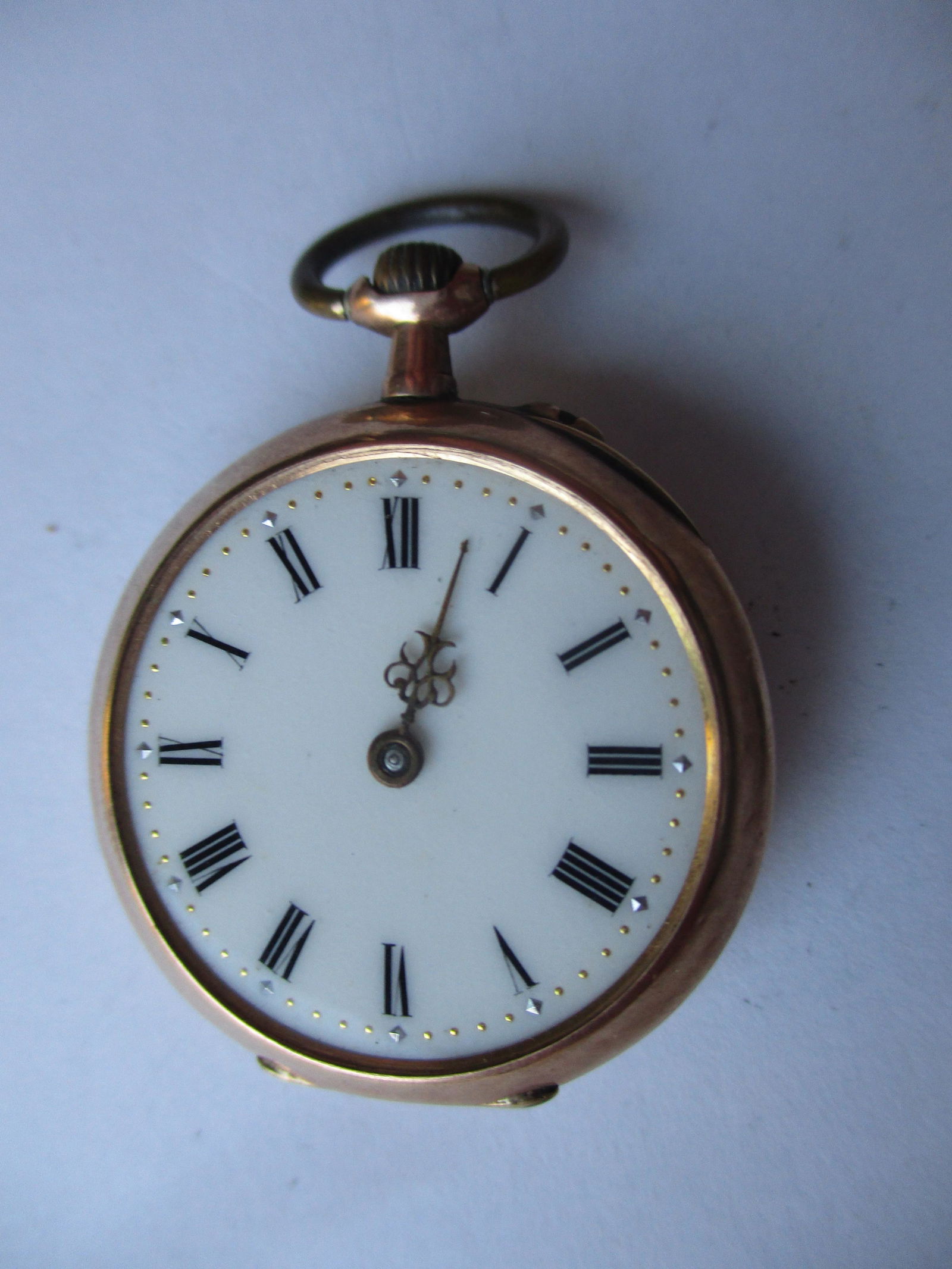 Woman's Porcelain Face Pocket Watch - Case 14K (1 of 9)