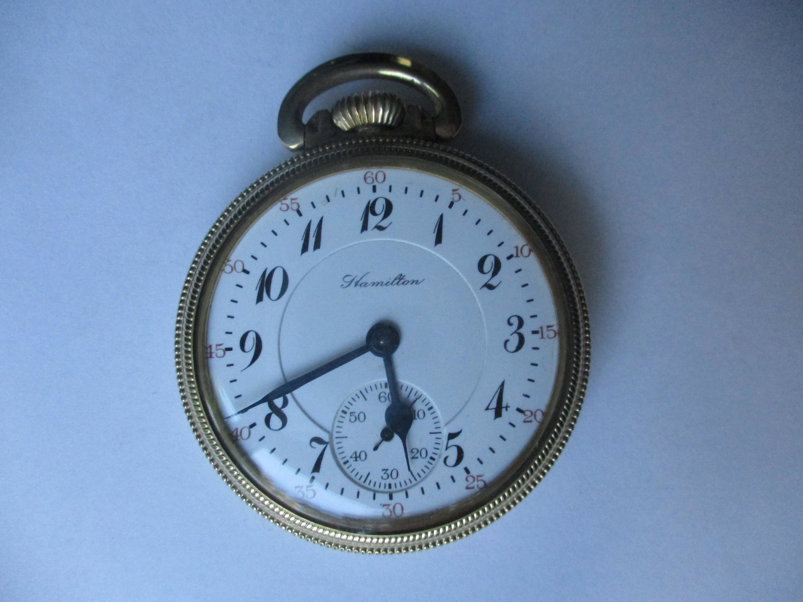 Hamilton 23 Jewel 16S 10K Rolled Gold Plate Stellar: s/n # 775572 (pocket watch tested to see that it runs for 10 seconds)