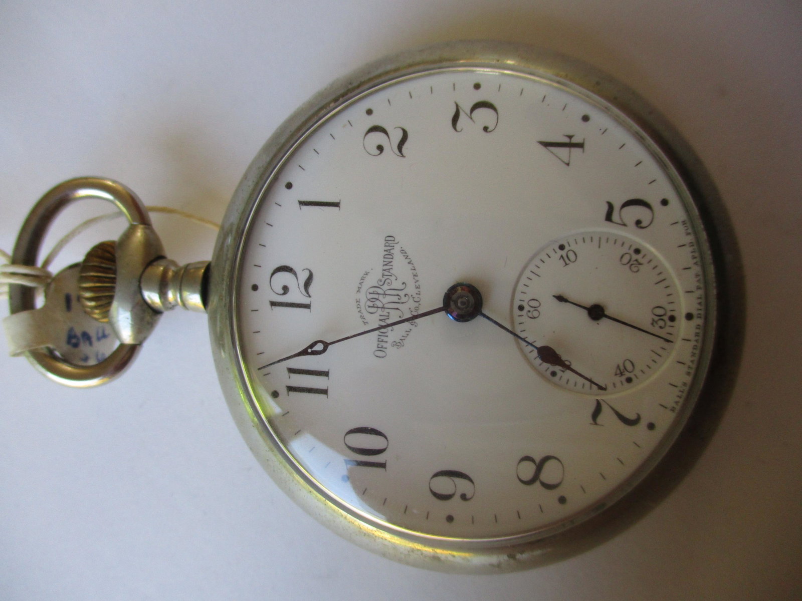 Ball Hamilton 18S 17 Jewel Silveroid Pocket Watch: s/n 28399 (pocket watch tested to see that it runs for 10 seconds)