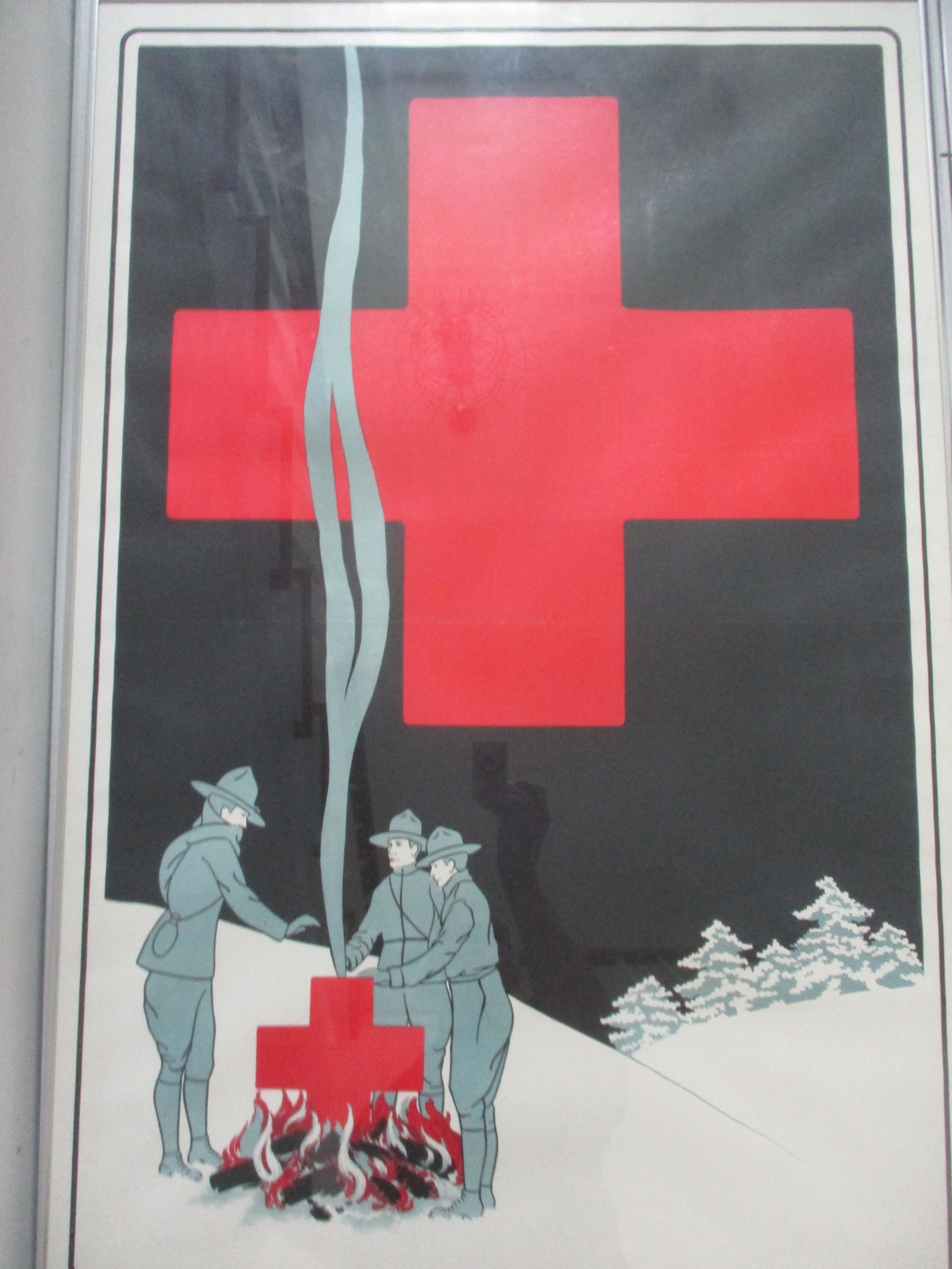 S. Ruth Allen, A Hoen & Co. Litho Baltimore, MD Red: Middle crease, some edge tearing - Frame 42 1/2" x 28" - Poster is Professional Framed