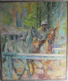 "Backstretch Dawn" Oil on Canvas  by Fay Moore