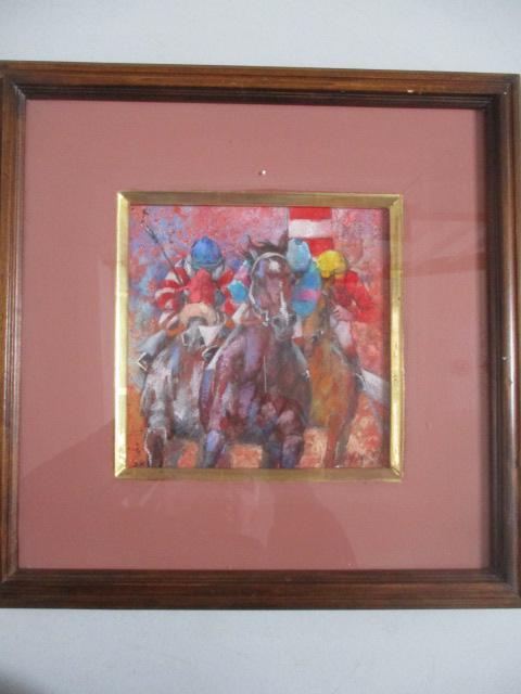 "Pole Stripes" Pastel on Canvas by Fay Moore: 9" x 9" Framed