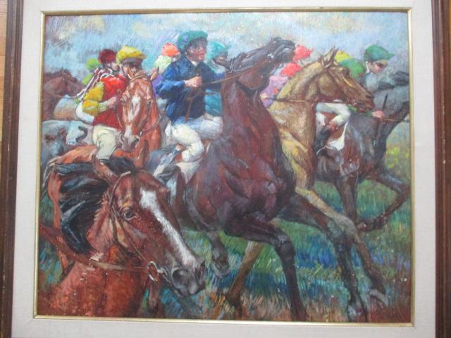 Fay Moore "Start of the Grand National" Oil on Panel (1 of 8)