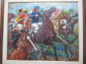 Fay Moore "Start of the Grand National" Oil on Panel