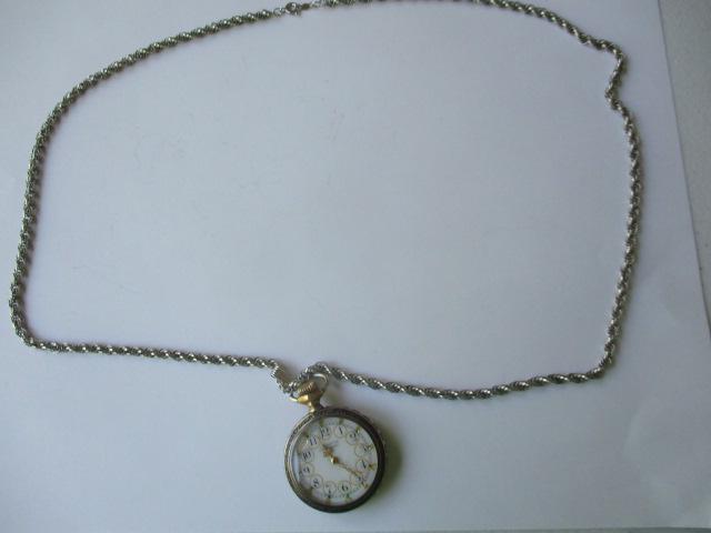 American Waltham Pocket Watch - Sterling Chain: Coin Silver & Mixed Metal- See Photos for Condition