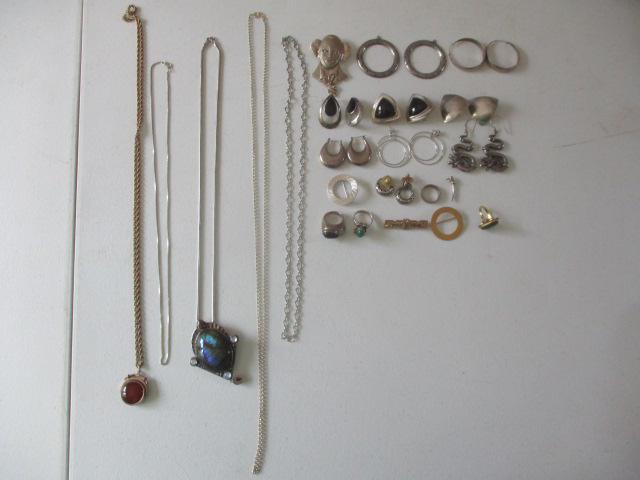 Sterling Clown Pin, Earrings, Rings, Necklaces & GF: See Photos for Condition
