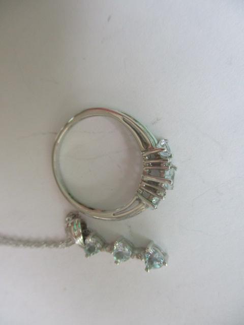 10K White Gold Necklace & Ring - Ring - 6 3/4 (1 of 5)