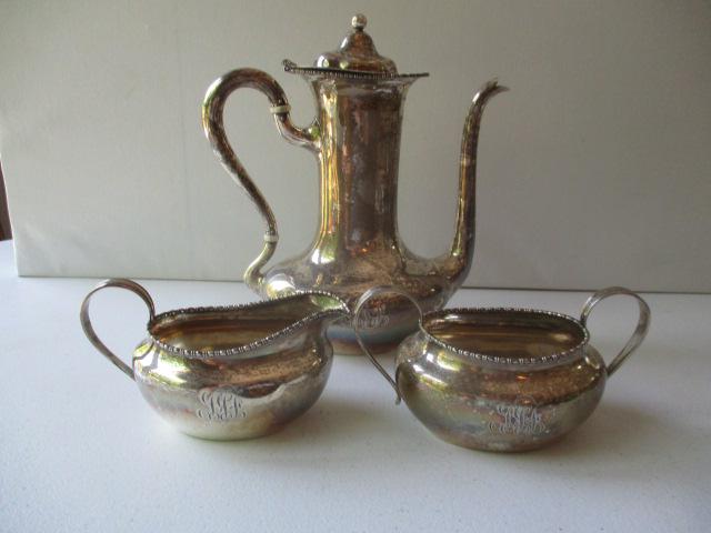 Sterling Teapot, Creamer and Sugar: 14.1 Troy Ounces - See Photos for Condition