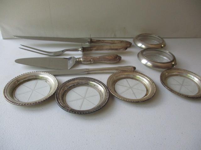 Sterling Handle Carving Set, Dinner Knife & Glass (1 of 4)