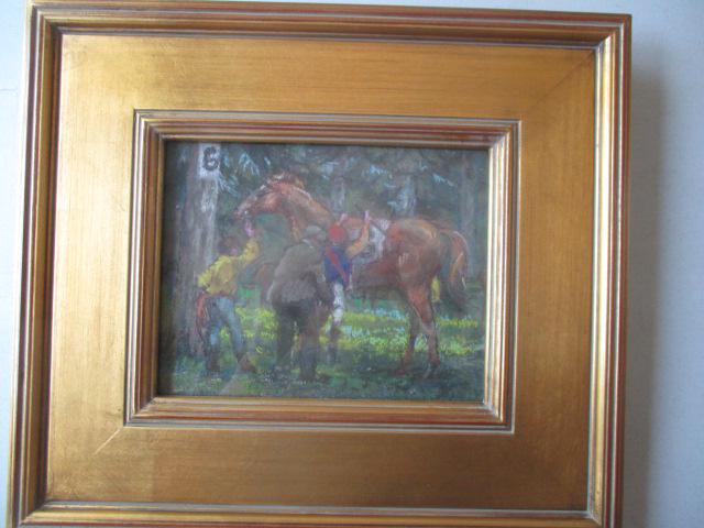 Fay Moore Horse, Jockey & Handlers Pastel on Paper (1 of 7)