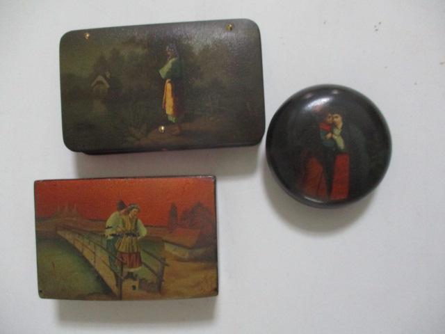 Russian Lacquer Fedoskino Lukutin Trinket Boxes + (1 of 12)
