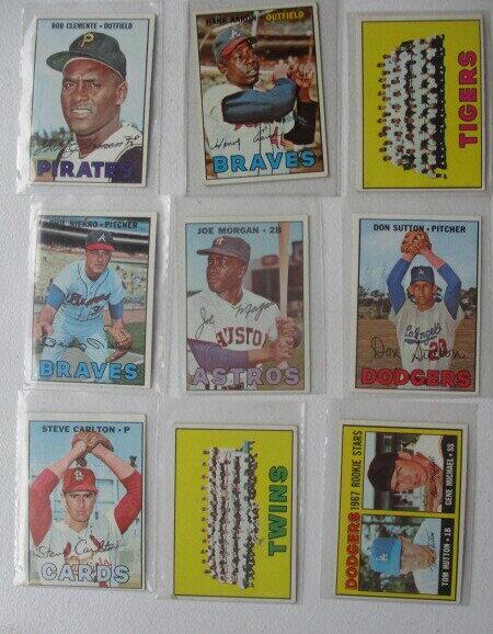 1967 Topps Baseball Cards, Clemente, Hank Aaron + (1 of 20)