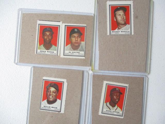 1962 Topps Mantle, Mays, Aaron, Banks + Stamps (1 of 5)