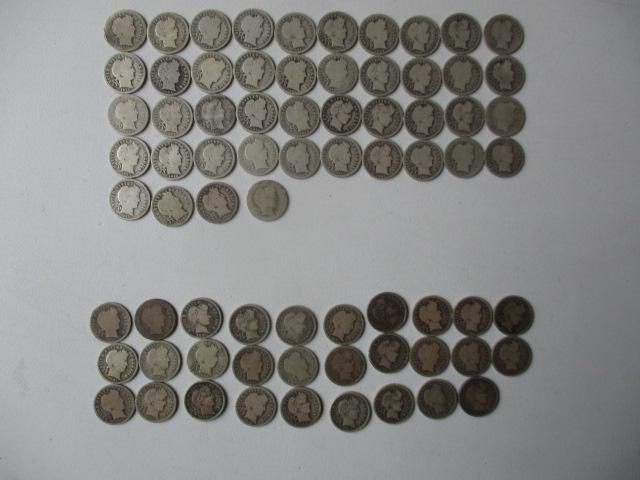 73 Barber Dimes -1893, 1900-O, 1912-S & Other Scarce (1 of 20)