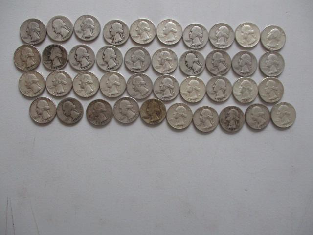 40 Washington Silver Quarters $10.00 Face Value (1 of 7)