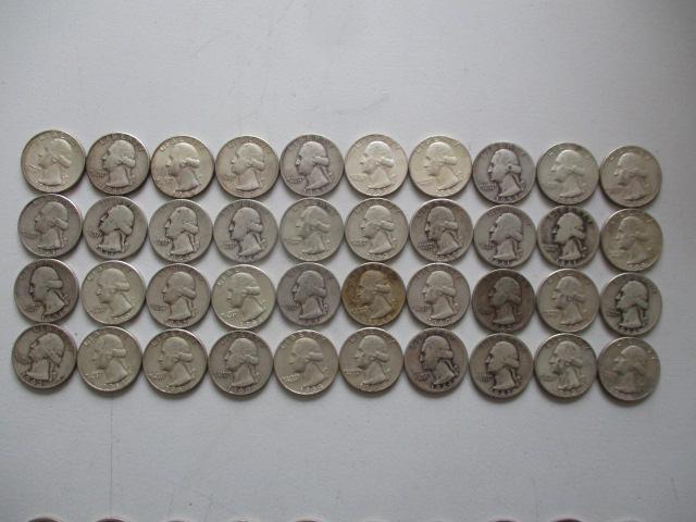 40 Washington Silver Quarters $10.00 Face Value (1 of 6)