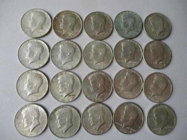 20 - 1964 Kennedy 90% Silver Half Dollars (1 of 5)