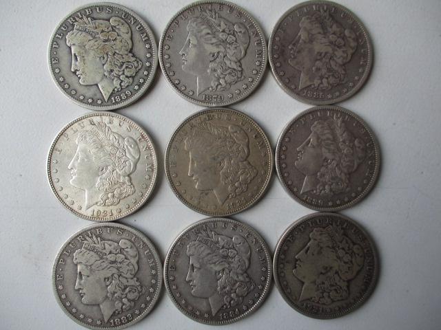 9 Morgan Silver Dollars (1 of 19)