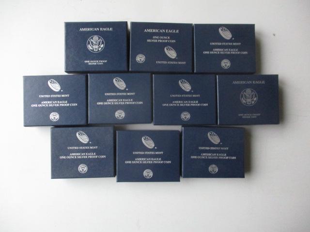 10 Proof Silver Eagle Coins (1 of 12)
