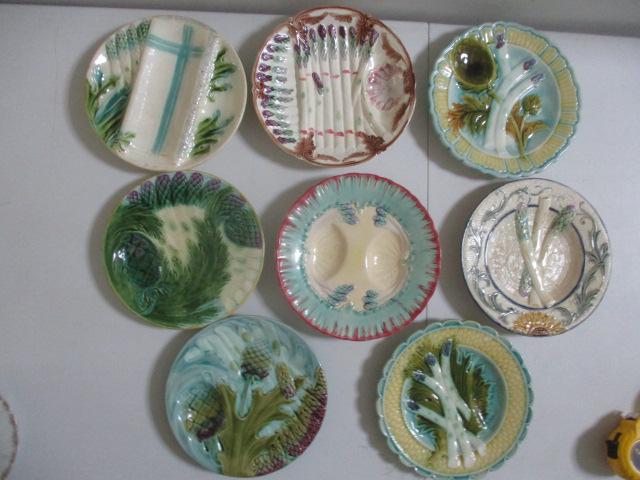 7 Majolica Asparagus Plates - Assorted Patterns (1 of 20)