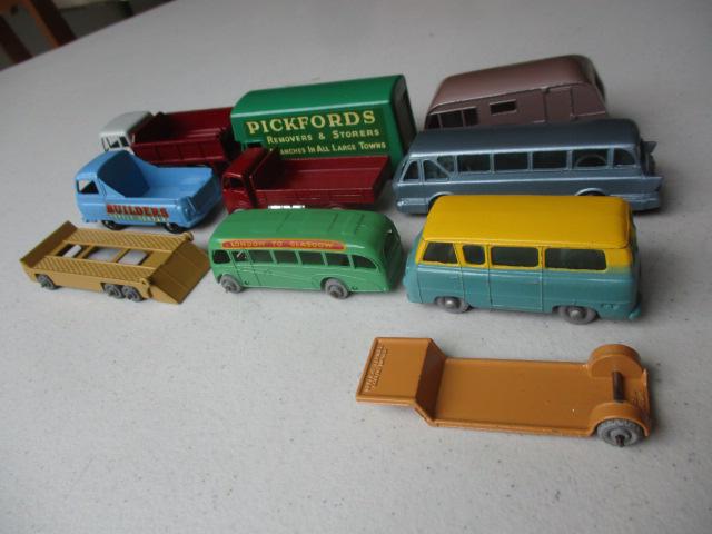 8 Older Lesney Trucks and Buses and 2 Trailers (1 of 20)