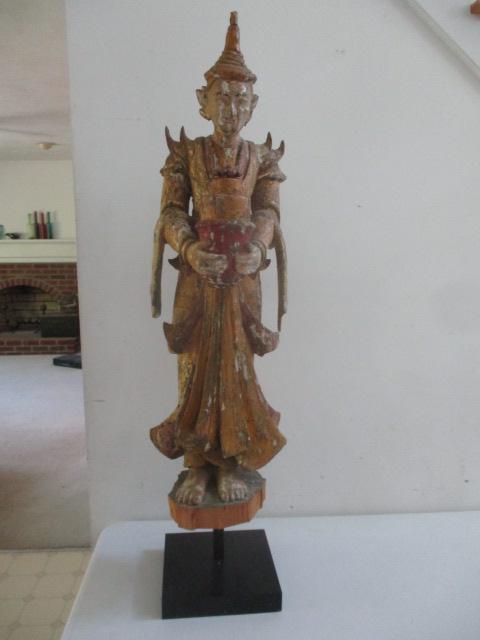 Wooden Temple Guard - Carved with Pedestal (1 of 12)