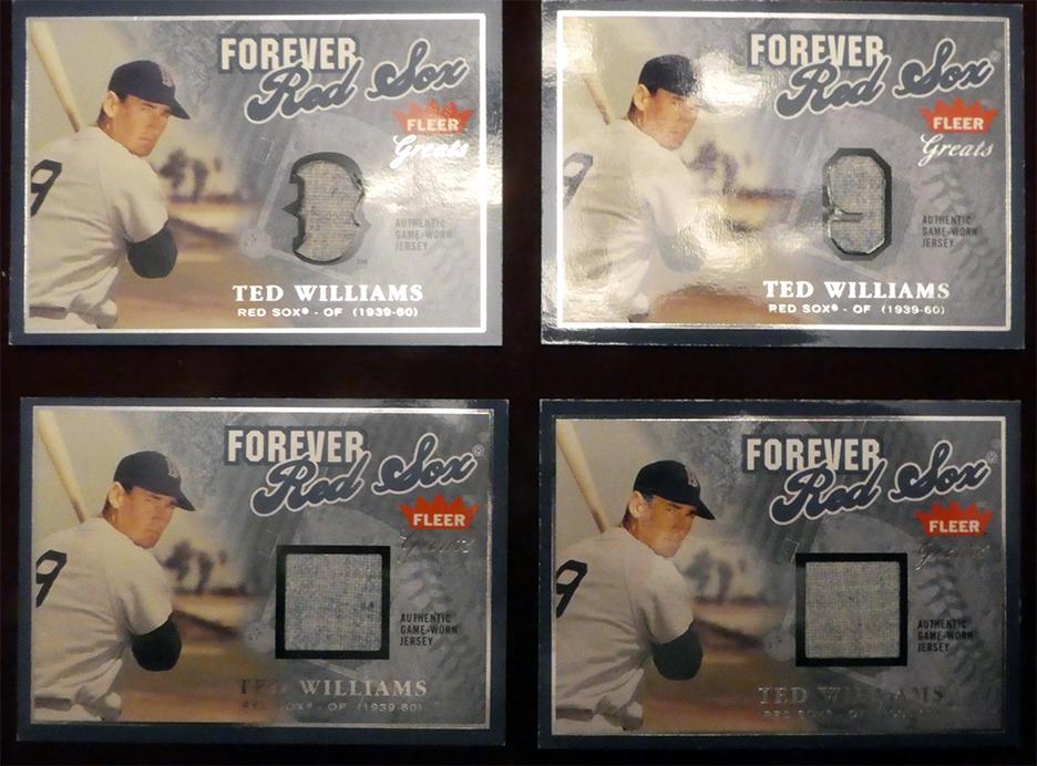 (4) 2004 Fleer Greats Ted Williams Swatch Cards (1 of 2)