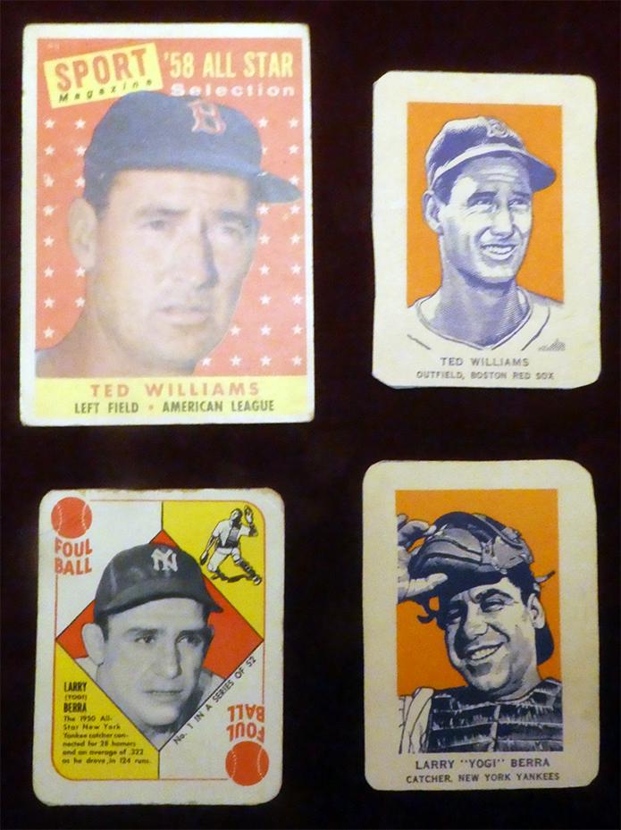 (2) each 1950's Ted Williams & Yogi Berra Cards (1 of 2)