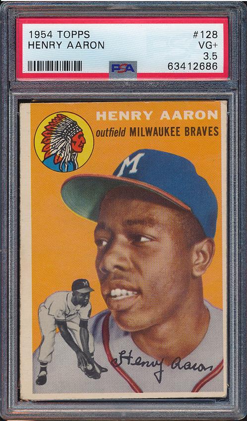 1954 Topps Baseball #128 Hank Aaron PSA VG+ 3.5 (1 of 2)