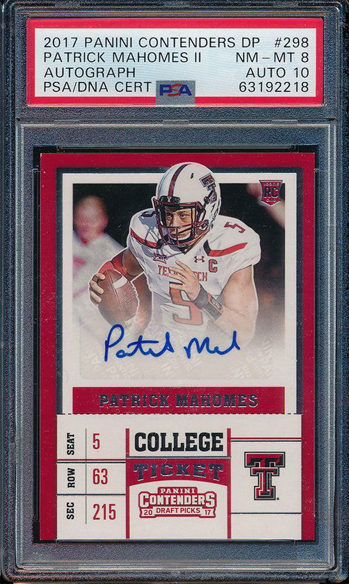 2017 Panini Contenders Draftt Picks 298 Patrick Mahomes (1 of 2)