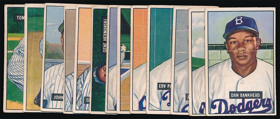 1951 Bowman Baseball (13) Diff. Dodger/Yankees Vg (1 of 2)