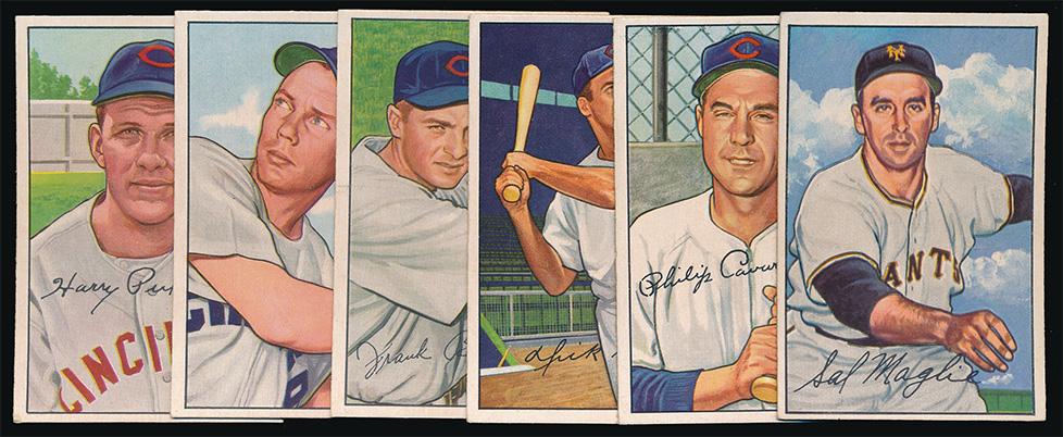 1952 Bowman Baseball 6 Different Low #'s Ex+/Exmt (1 of 2)