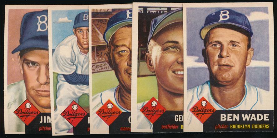 1953 Topps Baseball 5 Diff. Brooklyn Dodgers Ex+ (1 of 2)