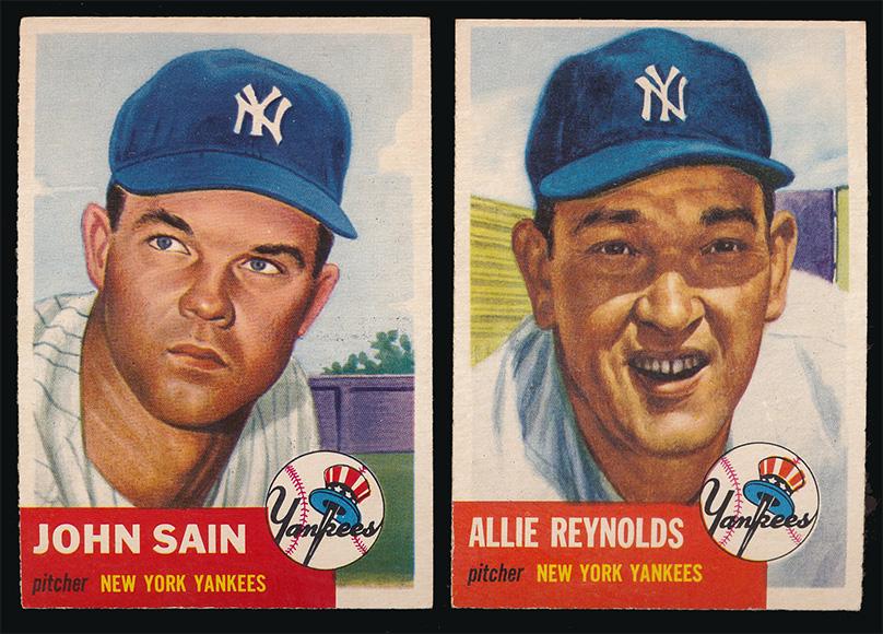 1953 Topps Baseball John Sain and Allie Reynolds (1 of 2)
