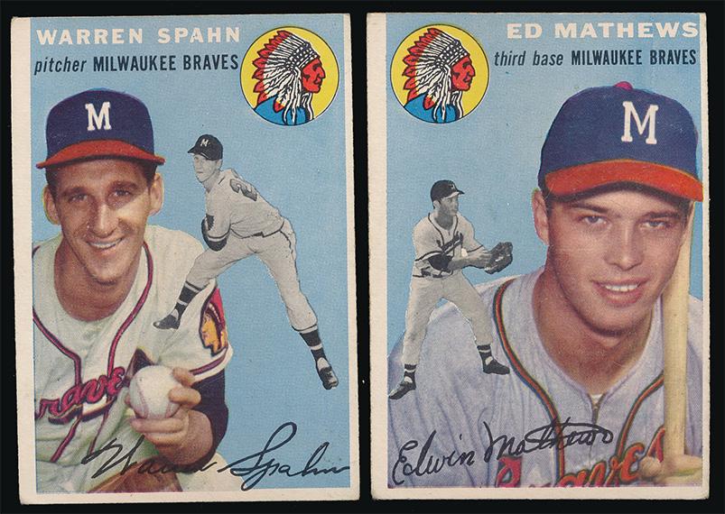 1954 Topps Baseball 2 Diff. Braves Hall of Famers (1 of 2)