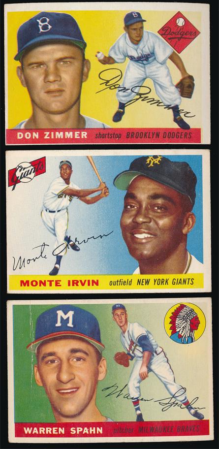 1955 Topps Baseball Spahn, Zimmer and Irvin (1 of 2)