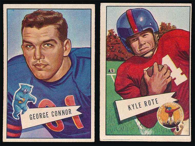 1952 Bowman Large Football Connor and Rote (1 of 2)