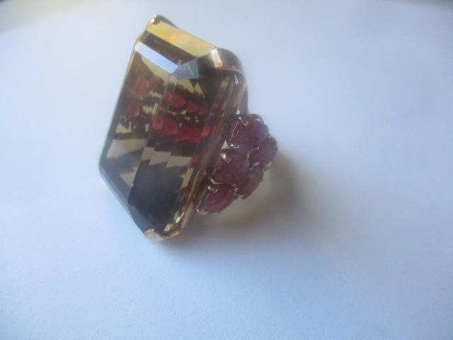 14K Large Gemstone Ring 1 1/2" x 1" (1 of 5)