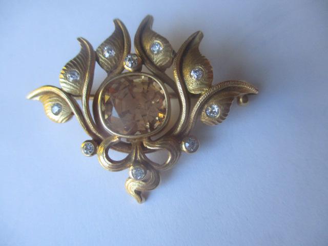 14K Diamond & Gemstone Pin -  1/3 CT TW (1 of 4)