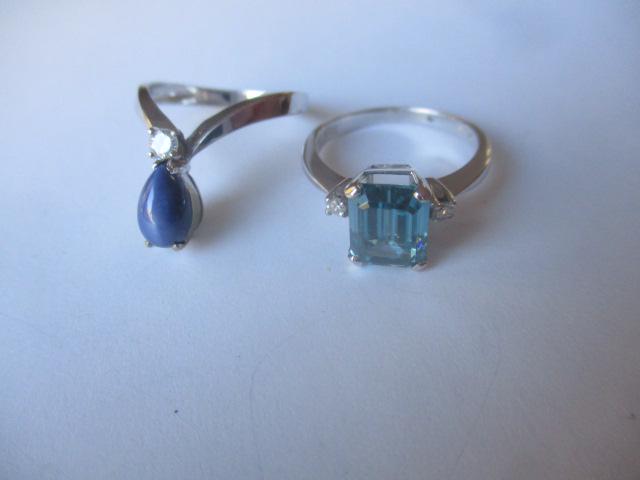 2 14K White Gold Diamond and Gemstone Rings (1 of 5)