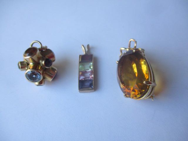 3 14K & Gemstone Pendants - Rainbow Stones (1 of 5)