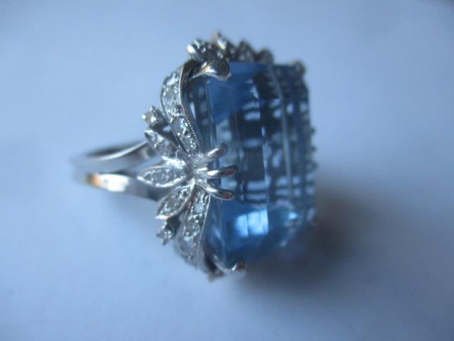 Platinum Blue stone & 1/2 CT TW Diamond Ring (1 of 5)