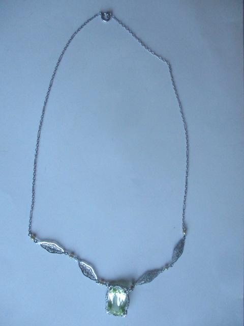 10K White Gold 16" Gemstone Necklace Pendant (1 of 5)