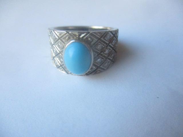 18K WG Diamond & Turquoise Ring - Small Diamonds (1 of 4)