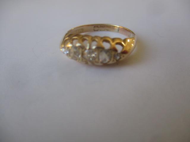 14K Old Cut Diamond Antique 5 Stone Ring (1 of 3)