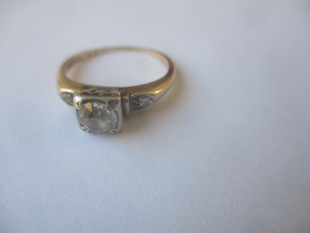 14K Ring and 18K Top - 3 Diamond Ring 1/2 Carat TW (1 of 4)