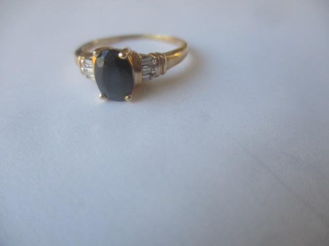 10K Diamond Baguette & Sapphire Ring (1 of 4)