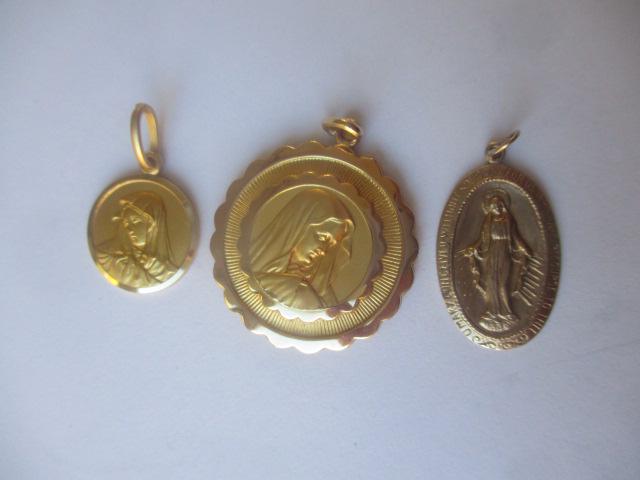 2 - 18K Round & 1 - 14K Oval Charm: Appr. 6 grams. See photos for condition and details.